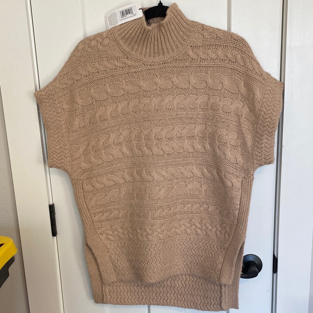 Unsubscribed Oversized Cable Tan Sweater Vest